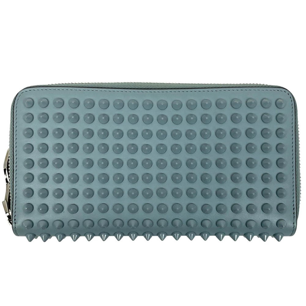 Christian Louboutin Panettone Round Zip Long Wallet Studded Leather Blue